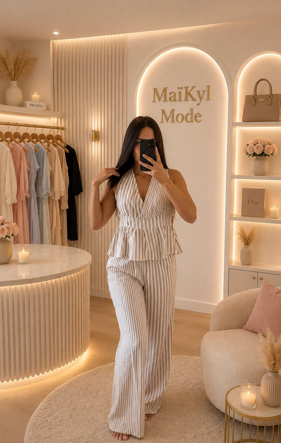 Ensemble rayé élégant femme 🤎