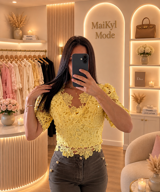 Blouse en dentelle Jaune 💛